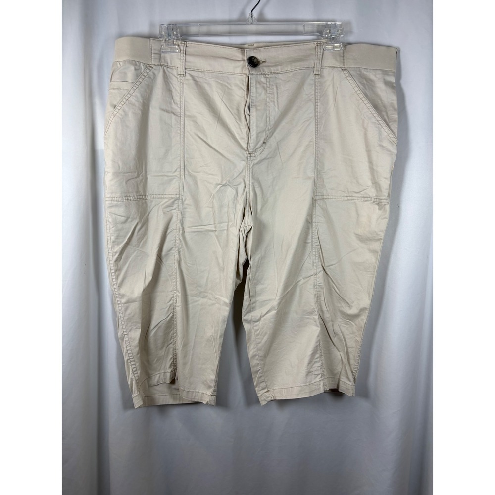Lee‎ Relaxed Fit Mid Rise Capri Pants Beige Khaki Women 22W 112314584